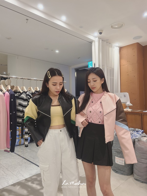 (限量商品)拼接撞色滾邊皮外套